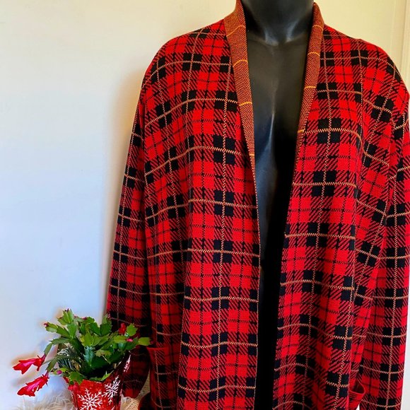 Leo & Nicole Sweaters - Leo & Nicole Christmas Plaid Sweater Cardigan